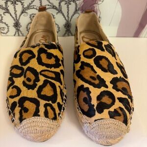 Sam Edelman Leopard-Print Espadrille Slip-Ons in Tan and Black - Size 6 1/2